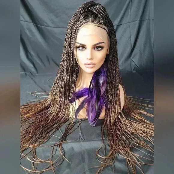 🔥100% Handmade Braided Wig  26” Auburn Ombre, Full Frontal 13x6, Straps & Combs - Picture 9 of 15